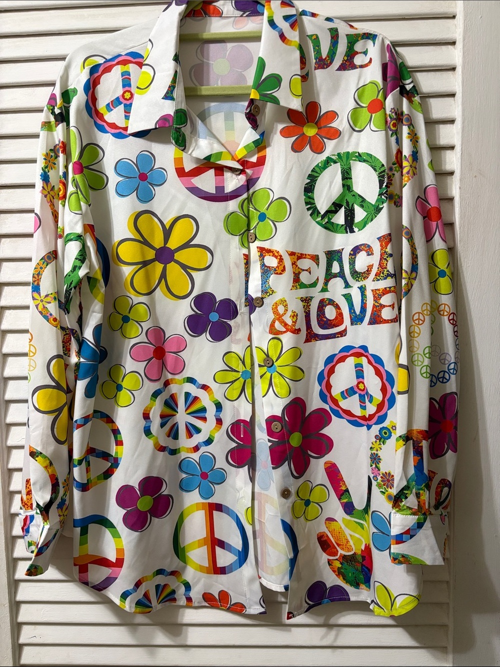 Peace & Love Women's White Long-Sleeve Graphic Shirt